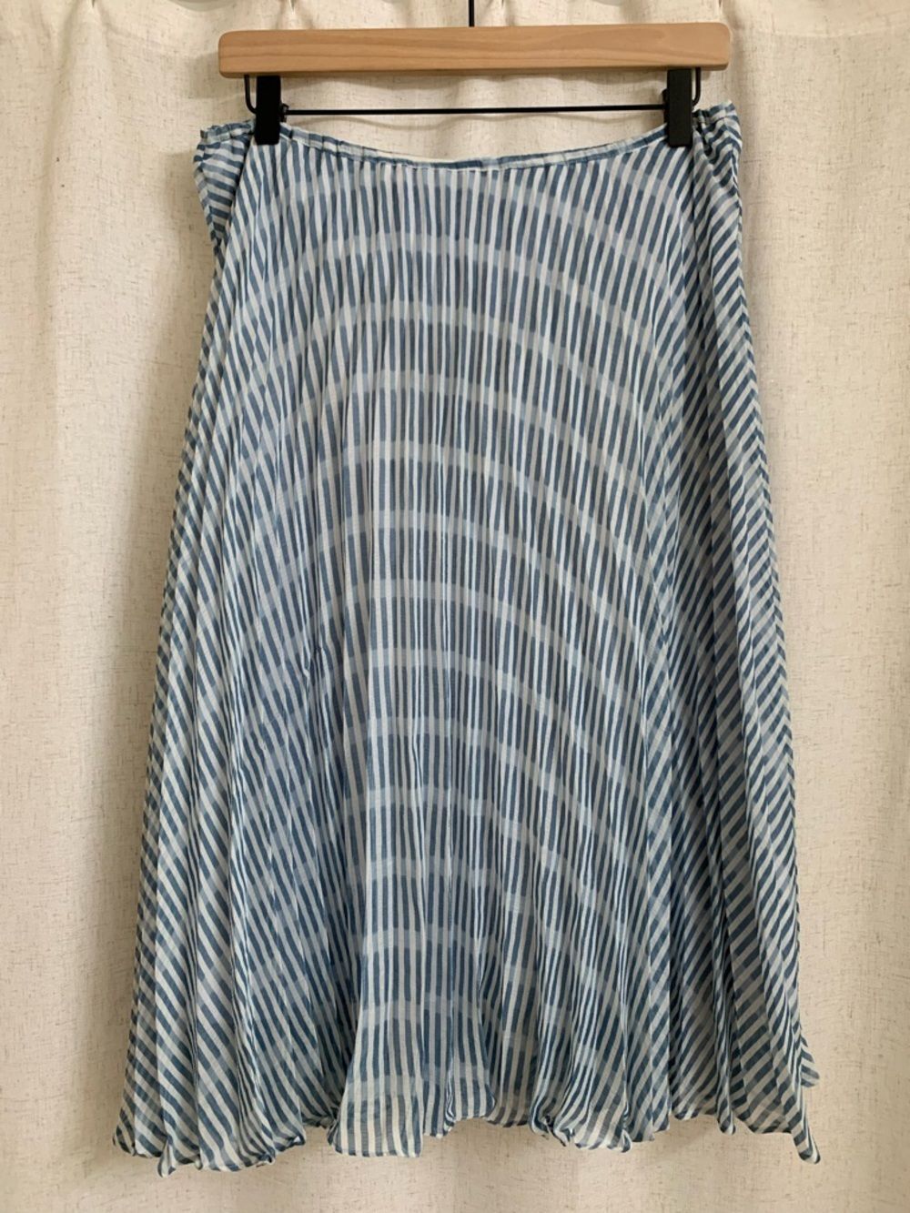 BB Dakota Accordion Striped Blue White A-Line Midi Skirt READ - Picture 1 of 9